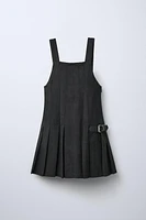 PINAFORE DRESS WITH PLEATS AND BUCKLE