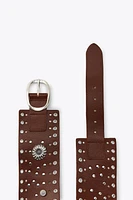 LEATHER BELT WITH FLORAL DETAIL