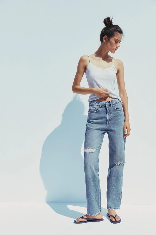 JEAN TRF MOM FIT DÉCHIRÉ TAILLE HAUTE