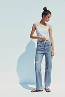 JEAN TRF MOM FIT DÉCHIRÉ TAILLE HAUTE