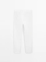 Pantalon tappered fit en coton et lin