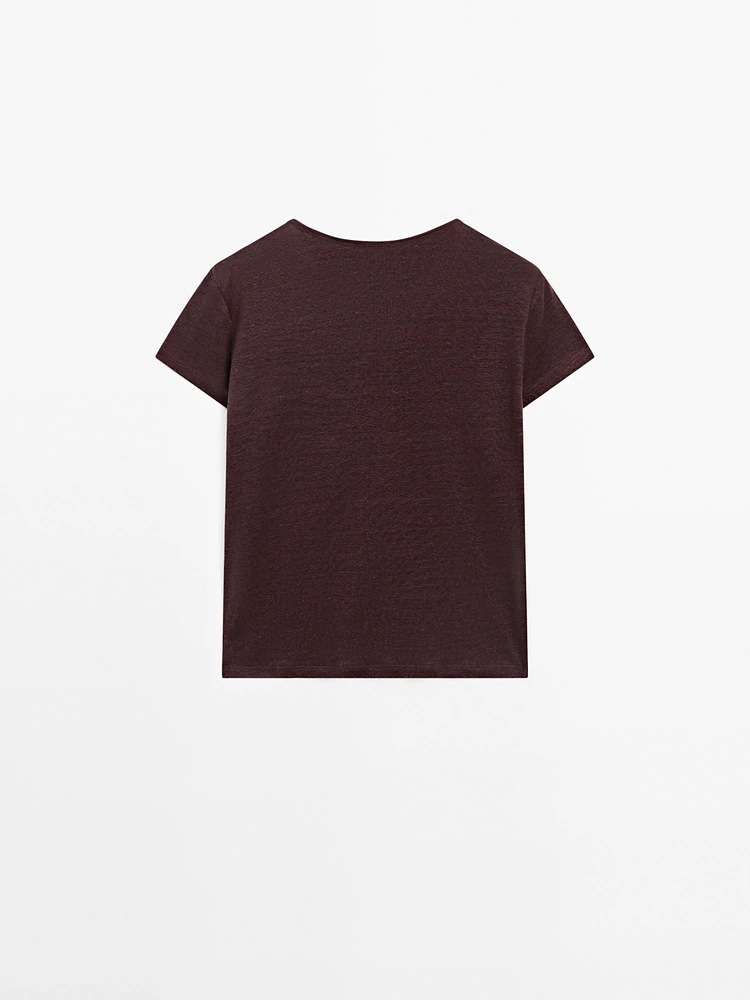 T-shirt 100 % lin à manches courtes