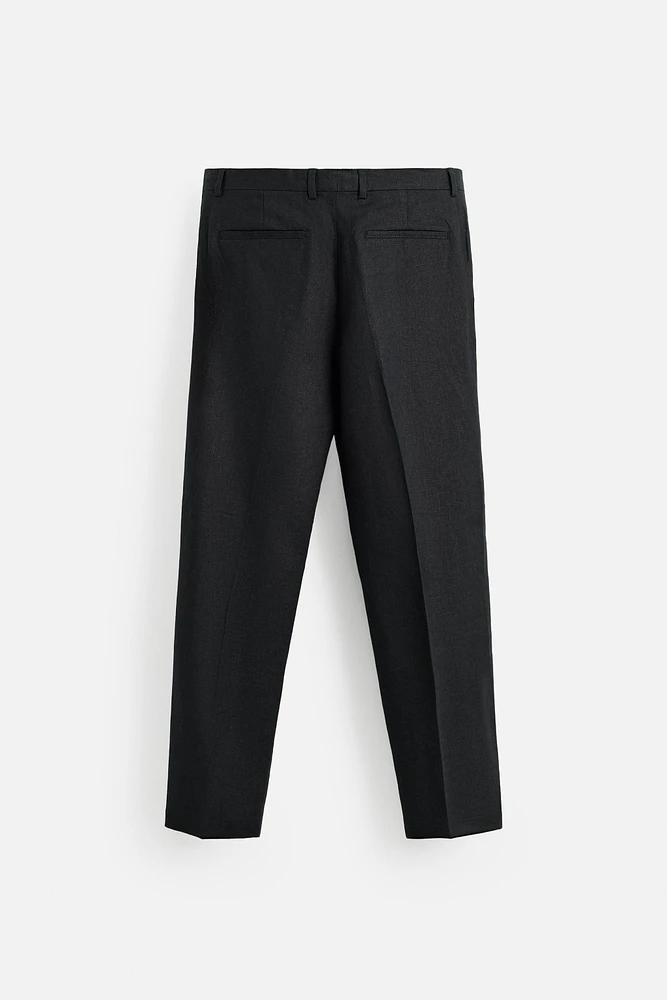 100% LINEN PLEATED PANTS