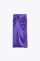 KNOTTED SATIN EFFECT MIDI SKIRT