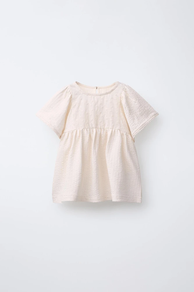 TEXTURED WEAVE EMBROIDERED SHIRT