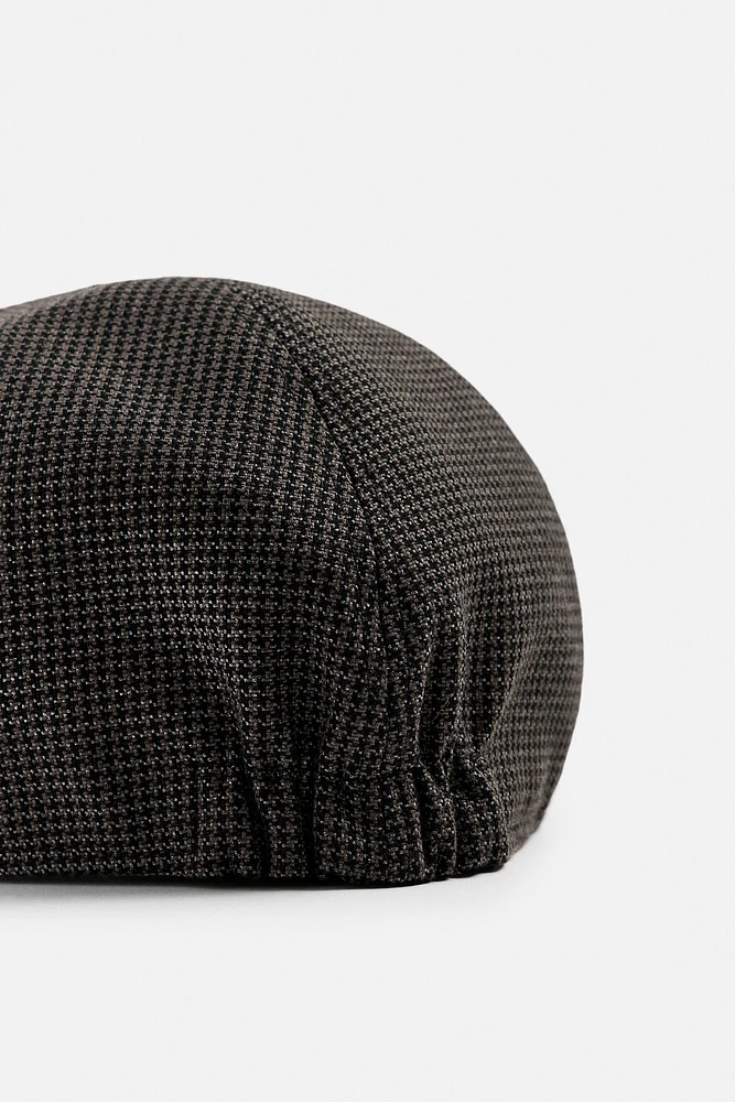 STRUCTURED HOUNDSTOOTH BERET