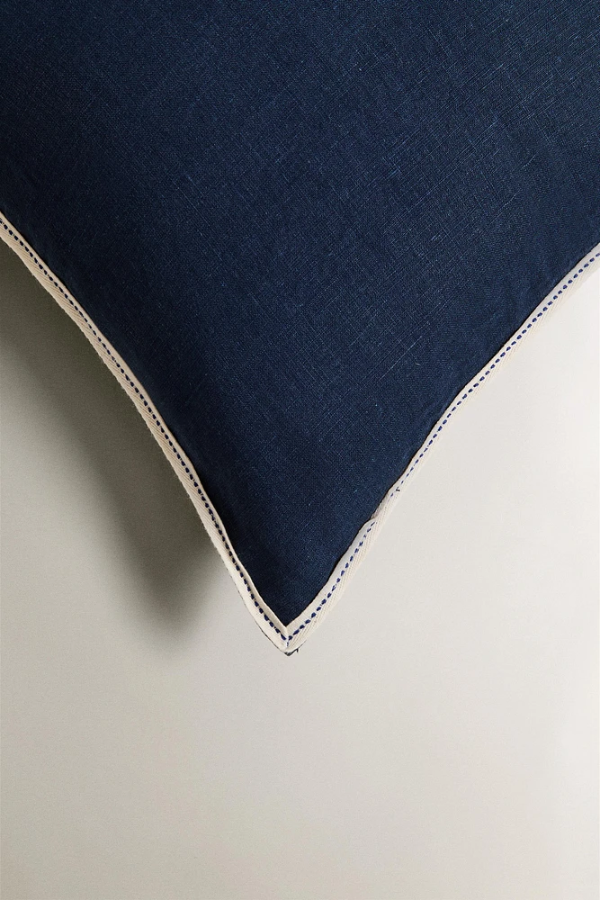 HOUSSE DE COUSSIN LIN BORD