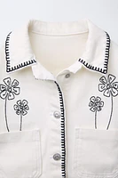 VESTE EN DENIM FLEURS BRODÉES