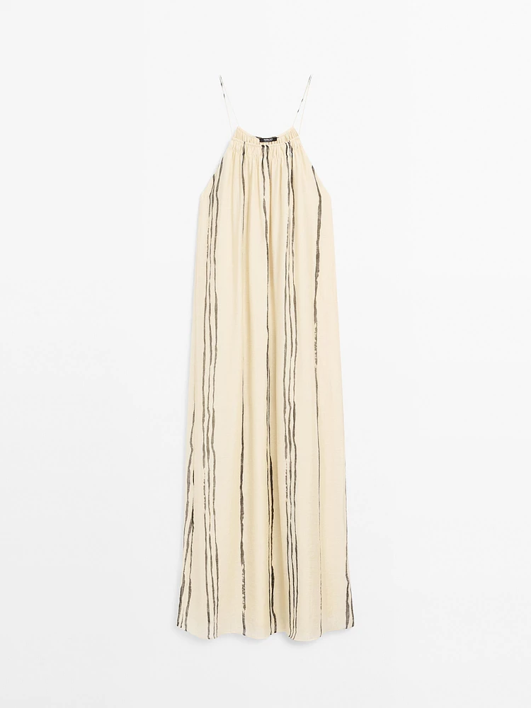 Robe midi fluide imprimé à rayures