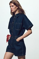 COMBINAISON COURTE EN DENIM Z1975 À MANCHES COURTES