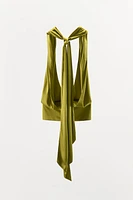 TOP HALTER SATINÉ FOULARD