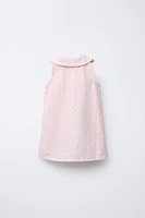 EMBROIDERED FLORAL TWILL DRESS