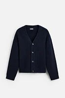 TEXTURED WOOL CARDIGAN