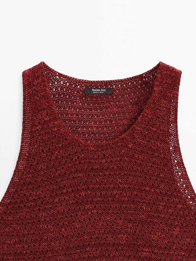 Top en maille ajourée texturé