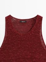 Top en maille ajourée texturé