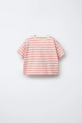 TEXTURED WOVEN STRIPE T-SHIRT