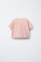 TEXTURED WOVEN STRIPE T-SHIRT