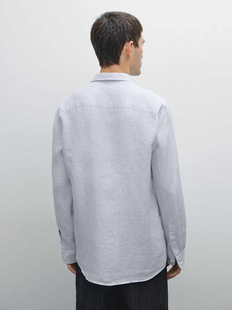 Chemise slim à rayures 100 % lin