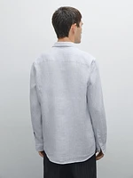 Chemise slim à rayures 100 % lin
