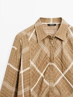 Chemise à carreaux fluide en lin mélangé