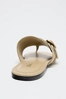 SPLIT LEATHER BUCKLE SANDALS