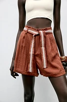 EMBROIDERED BELT SHORTS