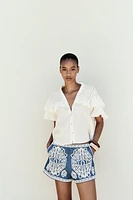 SHORT SLEEVE RUFFLE BLOUSE