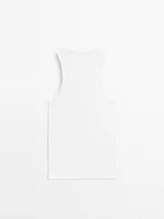 Top à encolure américaine en coton mélang