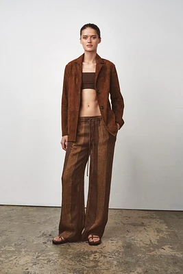 PANTALON RAYÉ 100 % LIN ZW COLLECTION