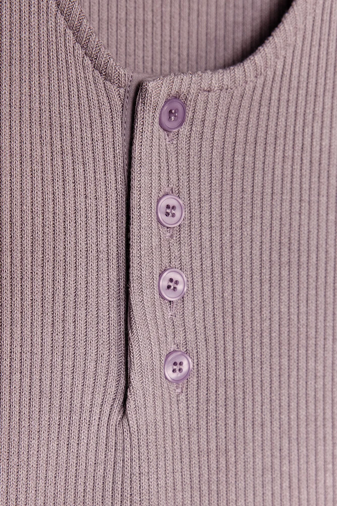 RIBBED MIDI BUTTON DRESS