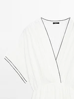 Robe longue contrastante plissée