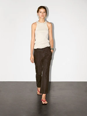 Pantalon kick flare 100 % lin