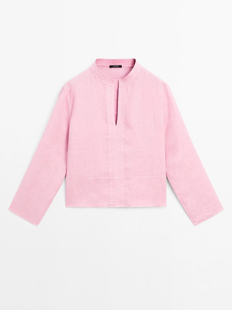 100% linen long sleeve shirt