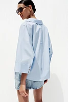 CHEMISE EN POPELINE À MANCHES LARGES