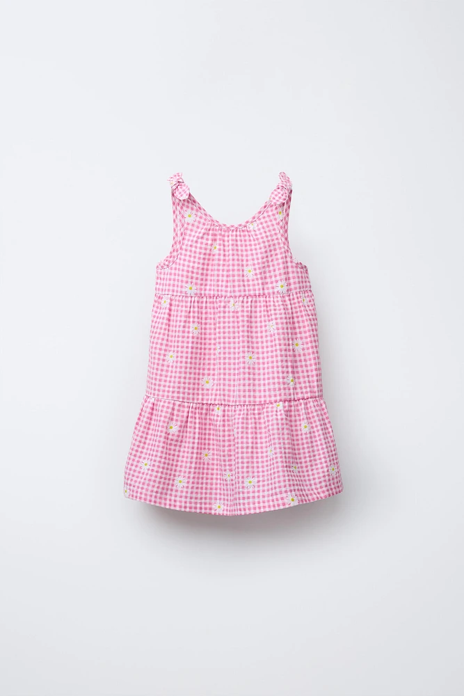 ROBE À CARREAUX VICHY FLEURS