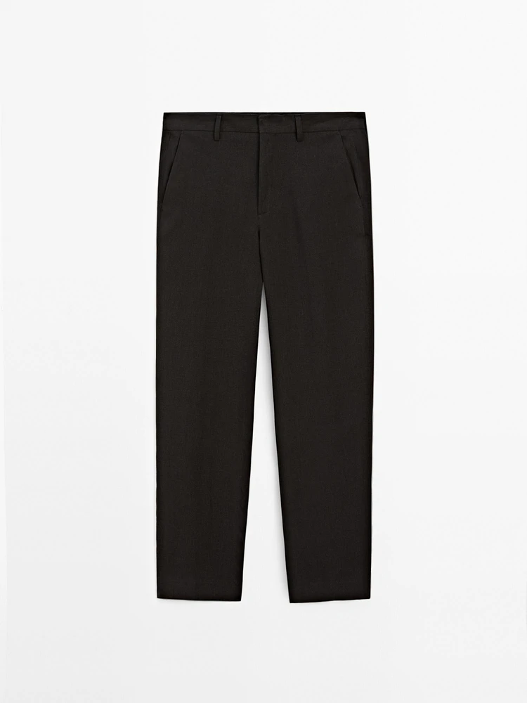 100% linen houndstooth trousers