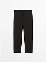 100% linen houndstooth trousers