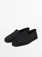 Espadrilles unies en croûte de cuir