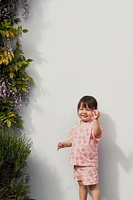 9-18 MOIS/ ENSEMBLE IMPRIMÉ FLEURS KIMONO ET BERMUDA