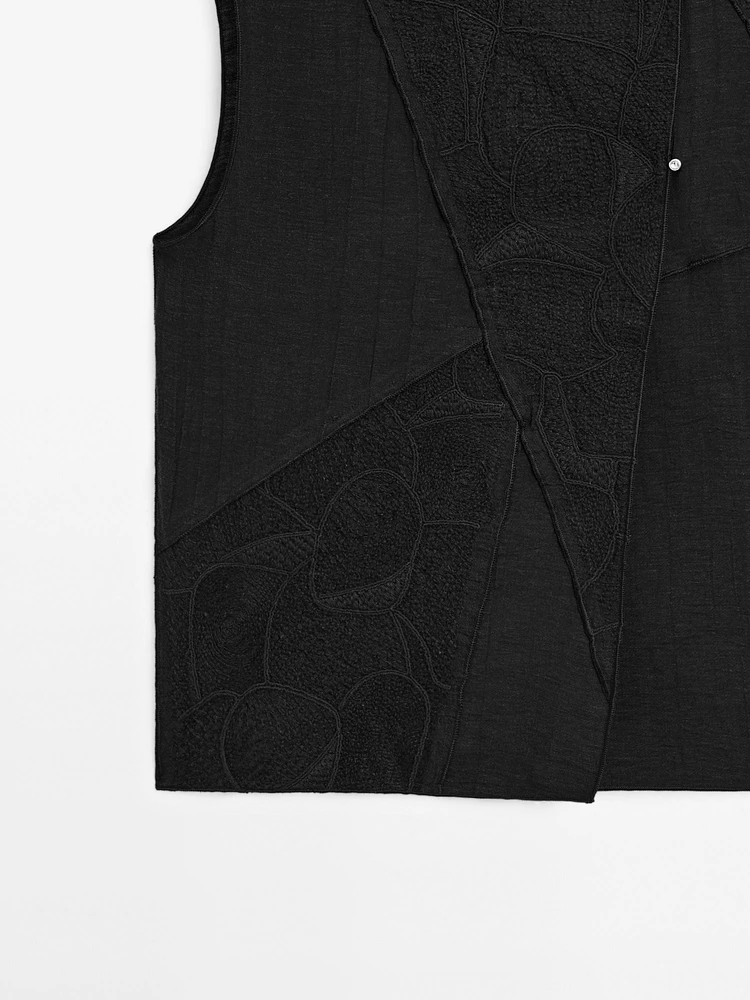 Veste sans manches brodée