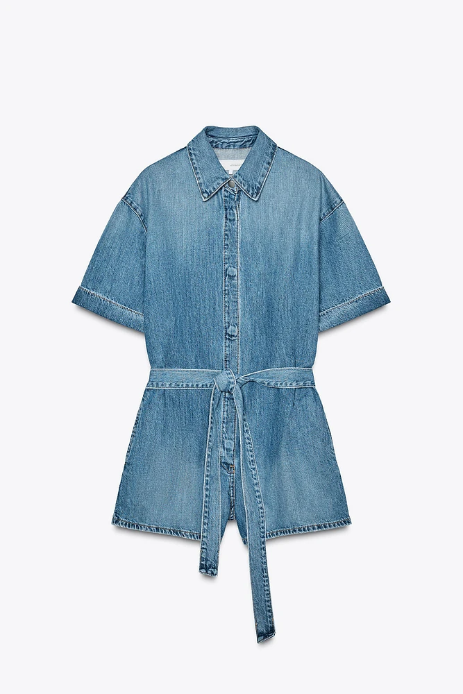 COMBI-SHORT EN DENIM TRF CEINTURE