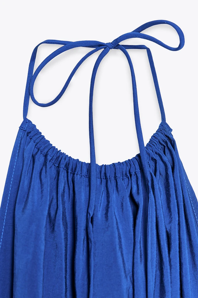 FLOWY HALTER MIDI DRESS