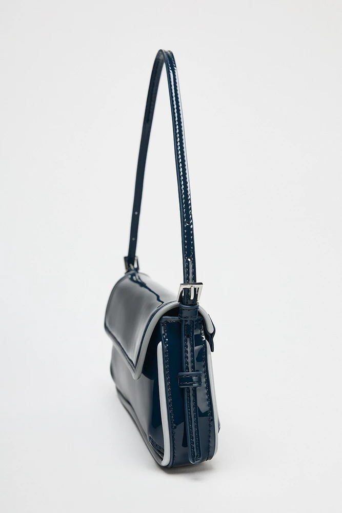 SAC PORTÉ ÉPAULE EFFET VERNI CONTRASTE