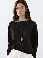 100% linen boat neck sweater