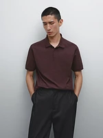 Micro textured piqué cotton polo shirt