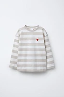 STRIPED HEART PATCH T-SHIRT