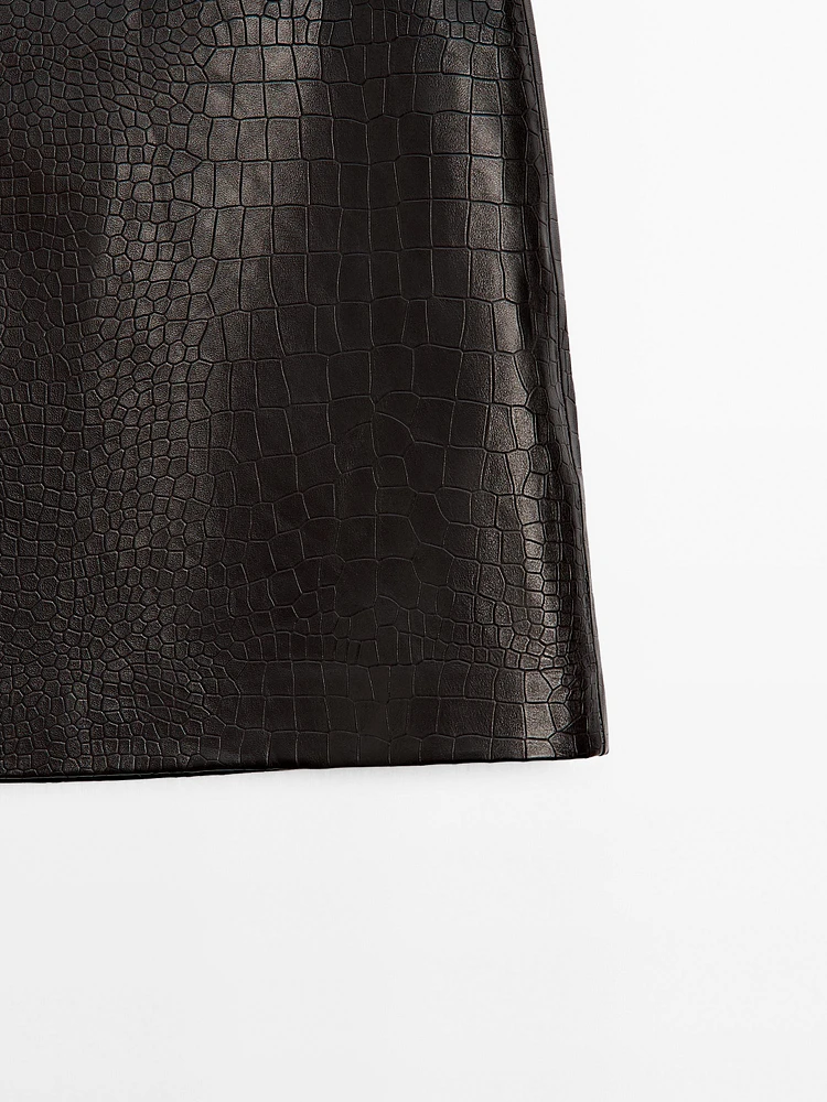 Minijupe croco en cuir nappa