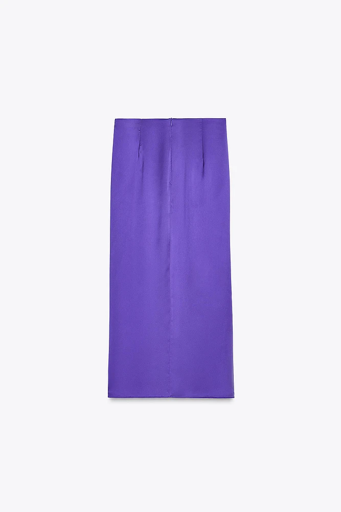 KNOTTED SATIN EFFECT MIDI SKIRT
