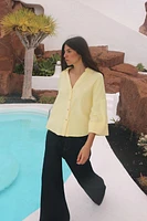 CHEMISE À MANCHES LARGES AVEC LIN