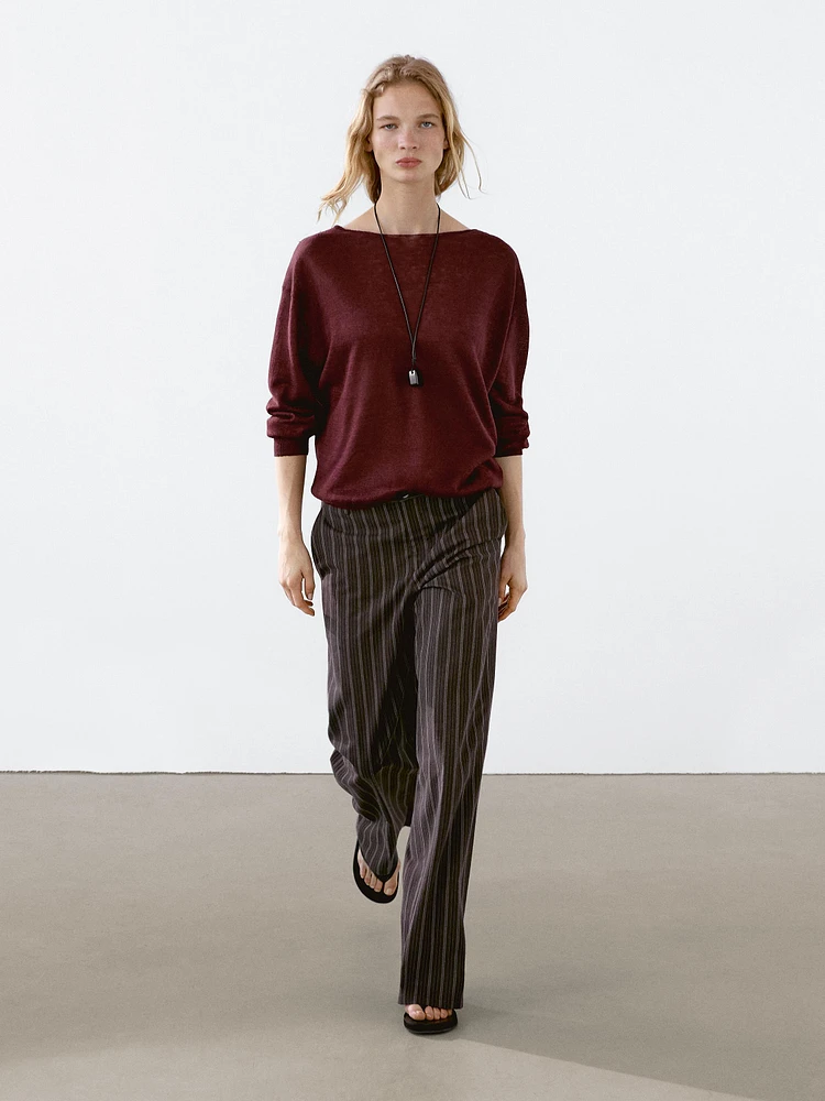 Pull col bateau 100 % lin